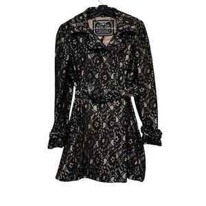 Blanc Noir Black Lace Pea Coat size L